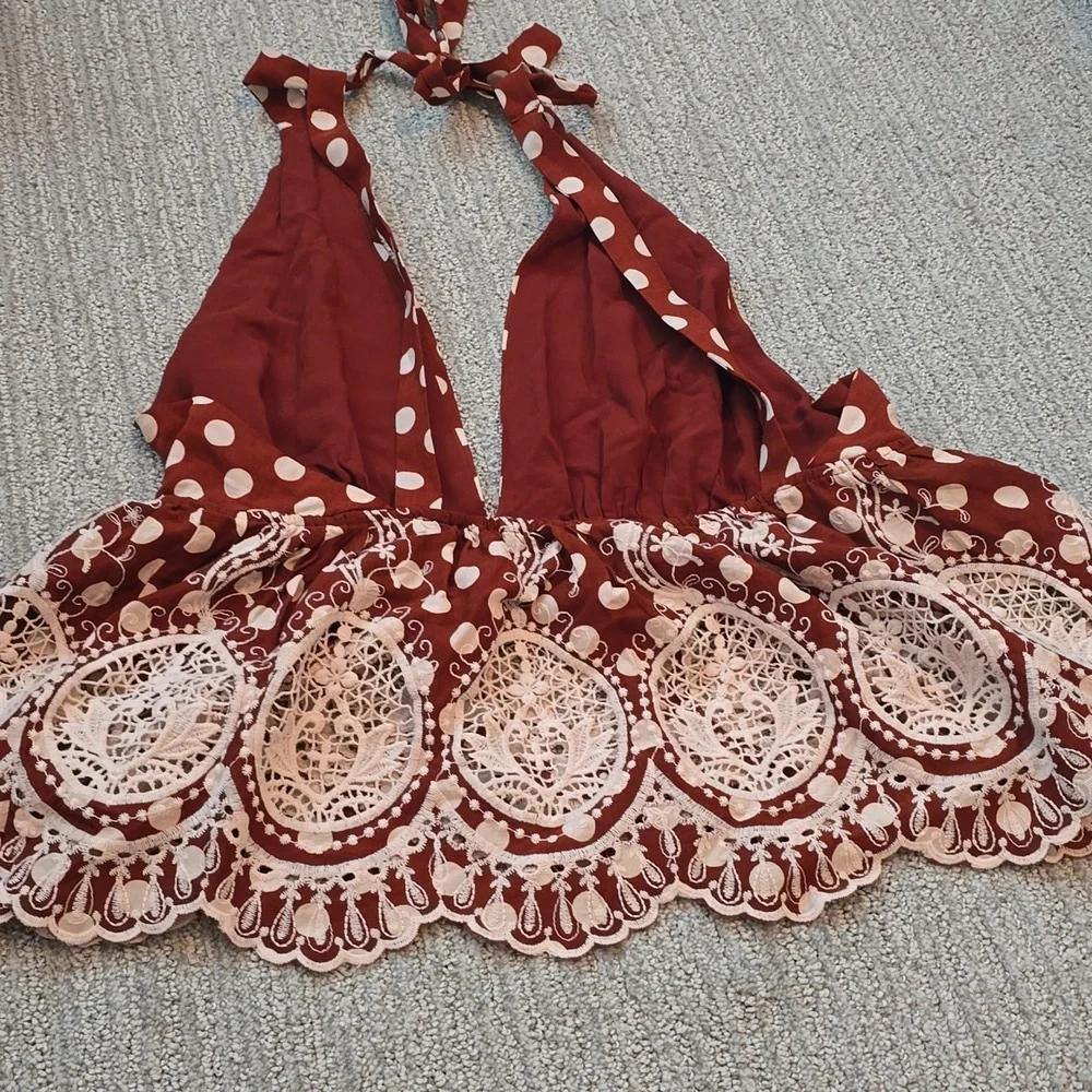 NWOT FP Polka Dot Lace Tank - Picture 3 of 9